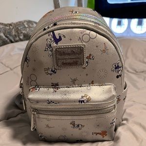 Loungefly Disney 100 year anniversary backpack Silver New